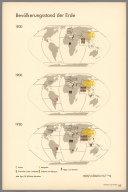 Bevölkerungsstand der Erde : 1800 -- 1900 -- 1930. Angefertigt für das Bibliographische Institut AG., Leipzig. Gesellschafts- und Wirtschaftsmuseum in Wien.© Gesellschaft und wirtschaft. Bildstatistisches Elementarwerk. Das Gesellschatfs- und Wirtschaftsmuseum in Wien zeigt in 100 farbigen Bildtafeln. Produktionsformen Gesellschaftsordnungen Kulturstufen Lebenshaltungen. Bibliographisches Institut AG. in Leipzig. Bevölkerungsstand der Erde. (Population status of the earth).