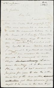 Letter to] Mr. Jackson, Dear Sir [manuscript