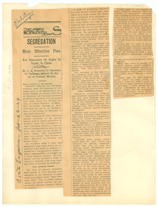 Segregation most effective plan for education of Negro in north, is claim Dr. L. A. Pechstein, of University of Cincinnati, reports on survey at teachers' meeting