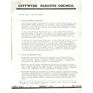 Citywide Parents' Council job advertisements.