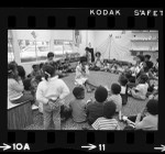 Congresswoman, Shirley Chisholm playing with children at South Central Community Child Care Center, Los Angeles, Calif., 1972