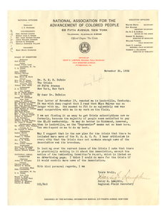 Letter from N.A.A.C.P. to W. E. B. Du Bois