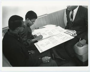 Students making signs for the march against Martin Luther King Jr.'s assassination