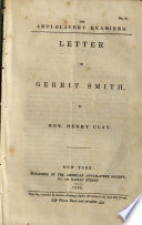 Letter of Gerrit Smith, to Hon. Henry Clay