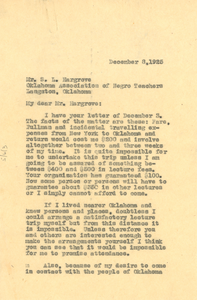 Letter from W. E. B. Du Bois to Oklahoma Association of Negro Teachers