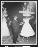 African Amerian couple dancing at a wedding, Los Angeles, ca. 1951-1960