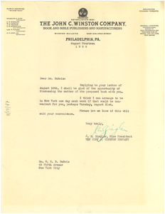 Letter from John C. Winston Company to W. E. B. Du Bois