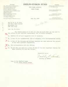 Letter from Phelps-Stokes Fund to W. E. B. Du Bois