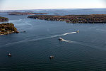 An October 2017 aerial view of some of the many islands in Casco Bay, off Portland, Maine. Like several outposts in far-off Alaska, some of these islands depend upon mail and ferry boats for their supplies and written correspondence