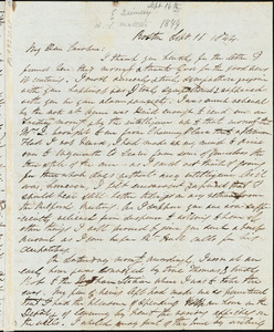 Letter from Edmund Quincy, Boston, [Mass.], to Caroline Weston, Sept. 16, 1844