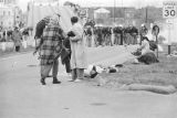 Scene at the foot of the Edmund Pettus Bridge in Selma, Alabama, after civil rights marchers were beaten and gassed by Alabama state troopers and Dallas County deputies on Bloody Sunday.