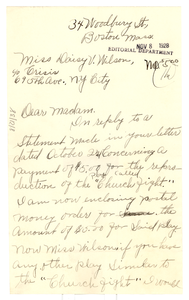 Letter from Emma E. White to Crisis