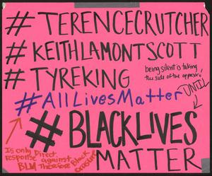 Pink "#Terrence Crutcher" poster