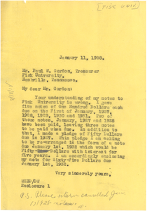 Letter from W. E. B. Du Bois to Fisk University