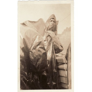 Reverend Laymon Hunter wears a rain poncho during a visit to the Niagra Falls