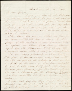 Letter from Abby Kelley Foster, Rochester, [NY], to Anne Warren Weston, Mar[ch] 12, 1851