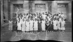 Group of women on steps of Garnet-Patterson Junior High School, ca. 1930s : cellulose acetate photonegative, banquet camera format.