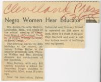 "Negro Women Hear Educator" Article, May 26, 1955