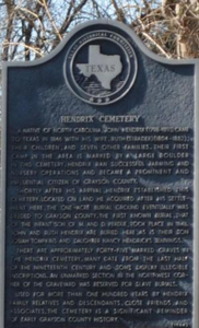 Texas Historical Commission Marker: Hendrix Cemetery