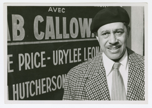 Print of Cab Calloway standing in front of a French sign