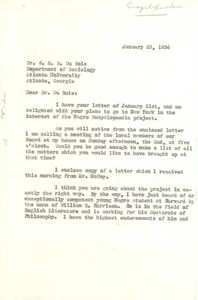 Letter from Anson Phelps Stokes to W. E. B. Du Bois