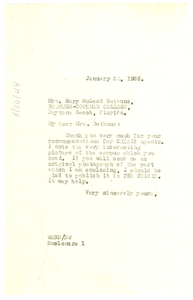 Letter from W. E. B. Du Bois to Mary McLeod Bethune