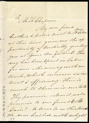 Letter] To M. W. Chapman, My dear friend [manuscript