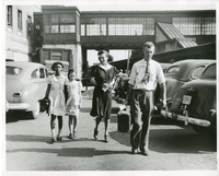 Arriving girl with host family