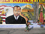 MLK, Jr. mural at Illa Family Market, 50 Place and South Vermont Avenue, Los Angeles, 2004