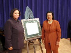 Cheylon Brown and Coretta Scott King by certificate