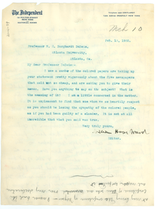 Letter from the Independent to W. E. B. Du Bois