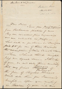 Letter from Harriet Beecher Stowe, [Andover, Massachusetts], to William Lloyd Garrison, [1854 November 23]