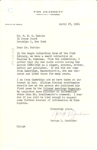 Letter from Fisk University Library to W. E. B. Du Bois