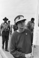 Female marcher during the 20th anniversary reenactment of the Selma to Montgomery March, probably in rural Dallas or Lowndes County, Alabama.