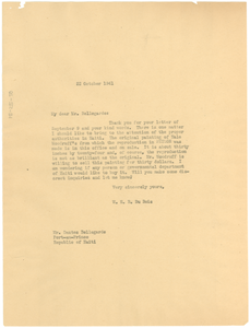 Letter from W. E. B. Du Bois to Dantés Bellegarde