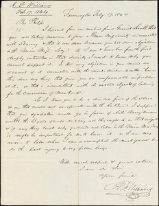 Letter from A.F. Williams, Farmington, [Connecticut], to Amos Augustus Phelps, 1844 Feb[ruary] 17