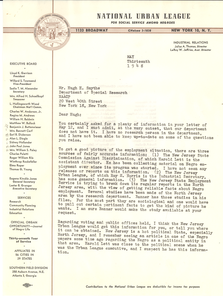 Thumbnail for Letter from National Urban League to Hugh H. Smythe