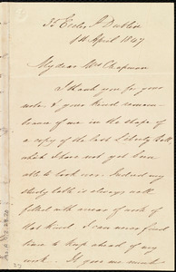 Letter from James Haughton, 35 Eccles St., Dublin, [Ireland], to Maria Weston Chapman, 1st April 1847