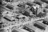 Aerial view of civil rights activists s at Brown Chapel AME Church and in the George Washington Carver Homes neighborhood of Selma, Alabama.