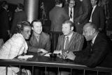 Al Kaline and Mickey Mantle with Jesse Owens and his wife at the press party before the Alabama Sports Hall of Fame induction ceremony in Birmingham, Alabama.