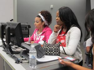 Women at computers at BSE Training