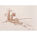 Drawing of an African American man fishing