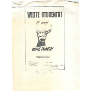 White students! White power! Fight by becoming a member of the Klan youth corps.