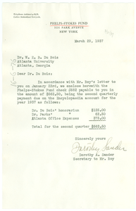 Letter from Phelps-Stokes Fund to W. E. B. Du Bois