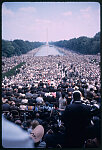 [View from the steps of the Lincoln Memorial of crowds of people during the1963 March on Washington for Jobs and Freedom]