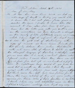 Letter from Aurelius D Parker, West Milan, [New Hampshire], to Samuel May, 1858 March 29th