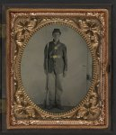 [Unidentified young soldier in Union sack coat and forage cap with bayoneted musket]