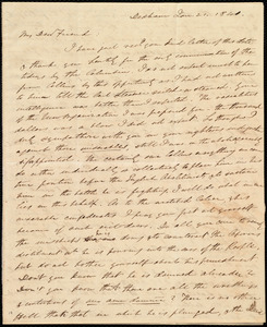 Letter from Edmund Quincy, Dedham, [Mass.], to Caroline Weston, Jan. 21, 1840