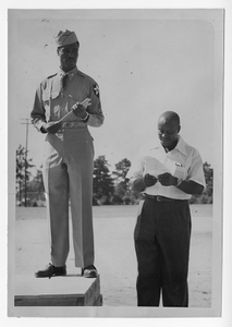 Photograph of F. R. Spencer welcoming home Sergeant Albert Dixon, Manchester, Georgia, 1953