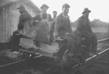 Railroad Section Crew Riding Motorized Handcar